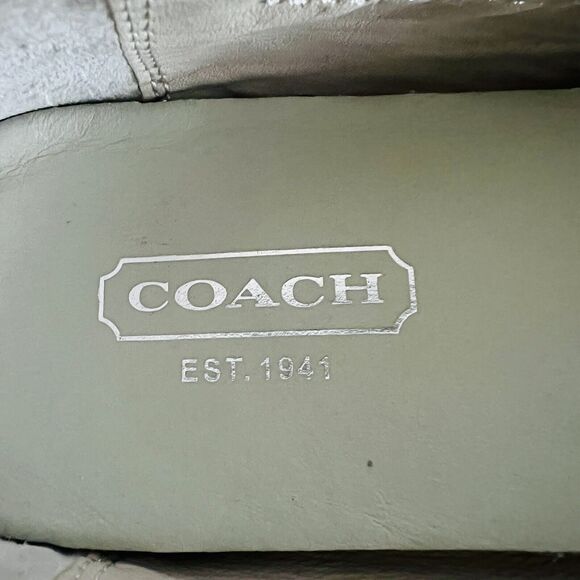 COACH Venus Metallic Silver Soft Leather Embellished Ballerina Flats - US 7 - Picture 3 of 8